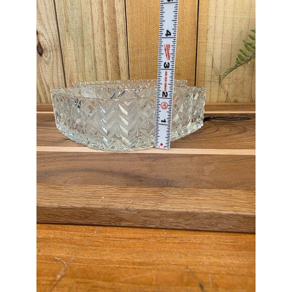 Vintage Clear Cut Glass Fan-Shaped Candle Holder Dish Set - Picture 7 of 8